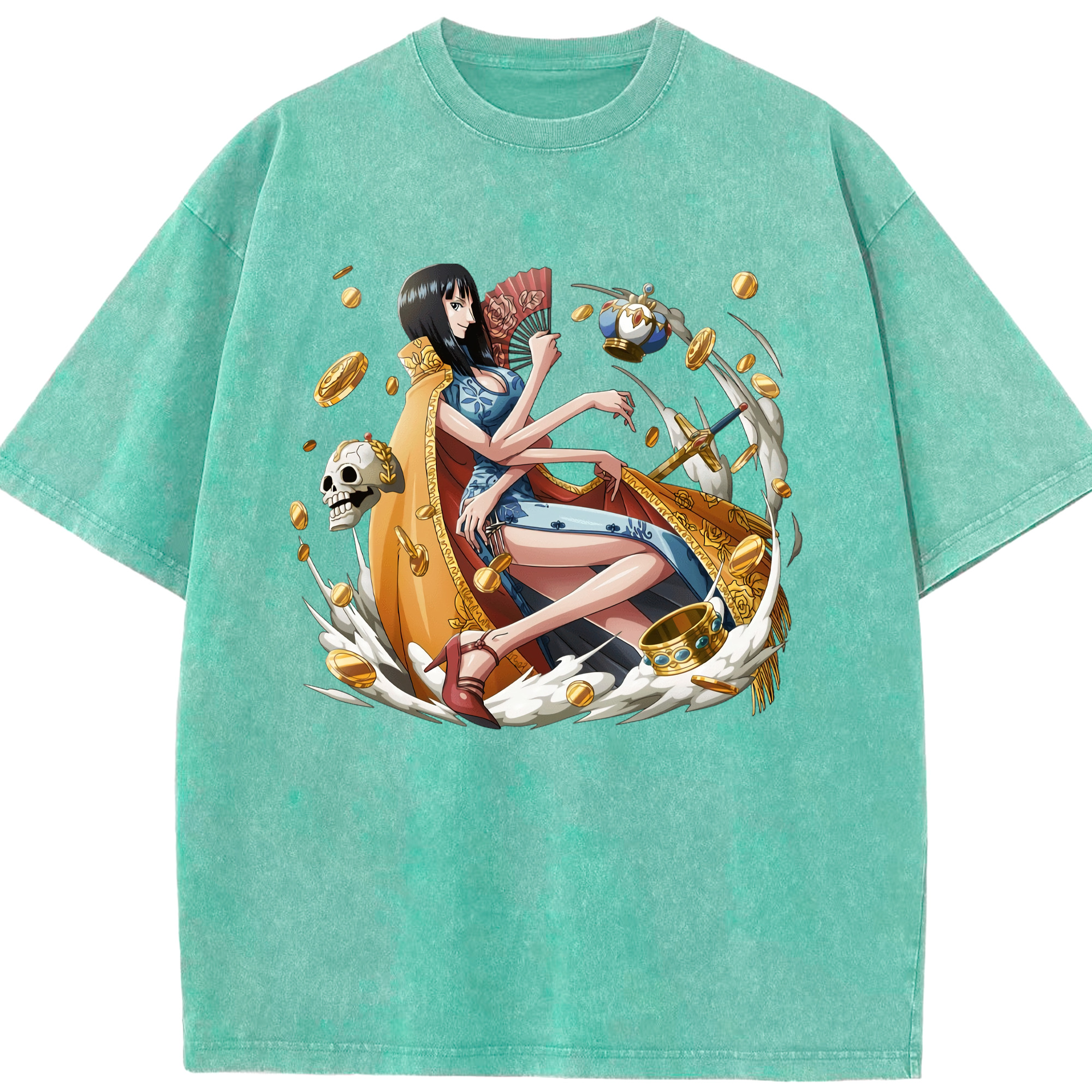 ワンピース ニコ・ロビン ONE PIECE Nico Robin 綿100% ヴィンテージ風 半袖Tシャツ（フロントプリント）